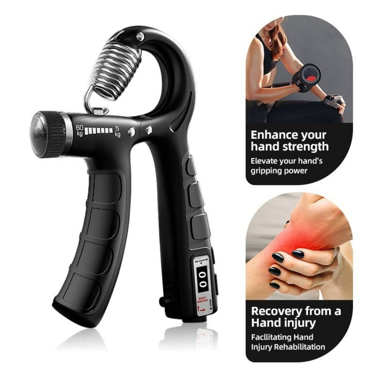Adjustable Hand Grip Strengthener 11–132lbs Forearm & Wrist Trainer