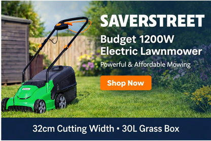 Electric Lawnmower 1200W 32cm Cutting Width 30L Grass Box 3 Height Settings