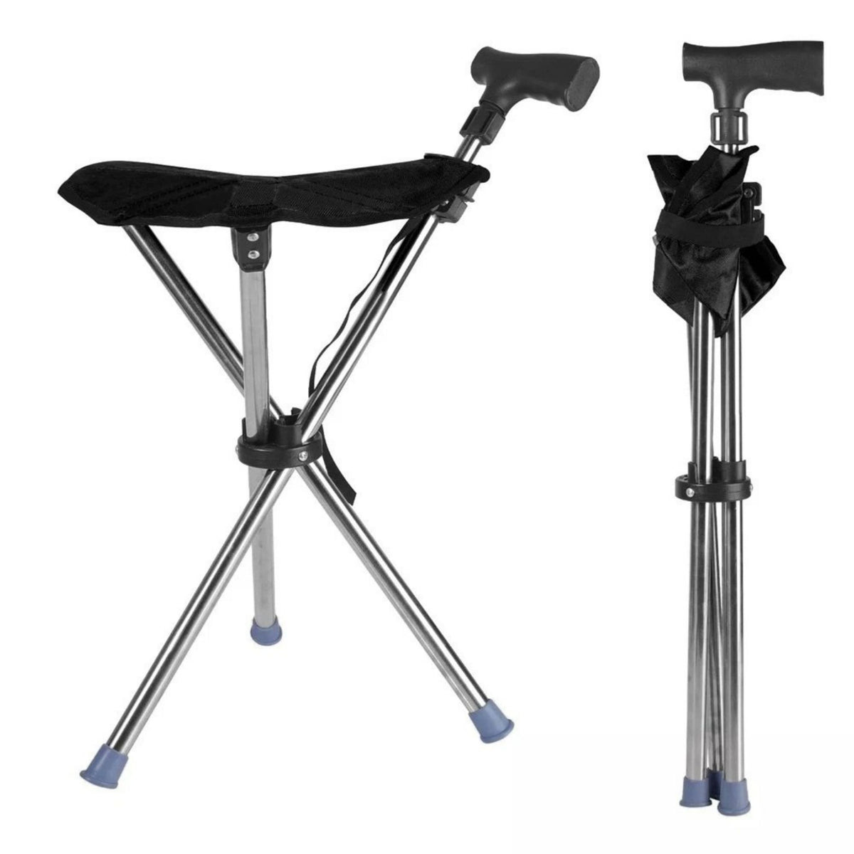 Walking Stick Seat Folding Adjustable Aluminium Cane Chair Stool for Support