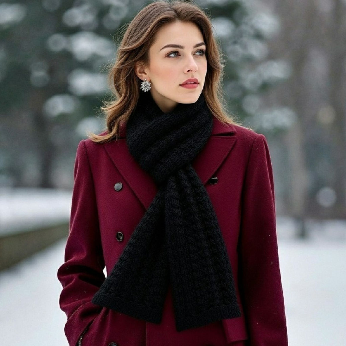 Winter Wool Scarf for Women Solid Colour Warm Soft Cosy Neck Wrap Gift