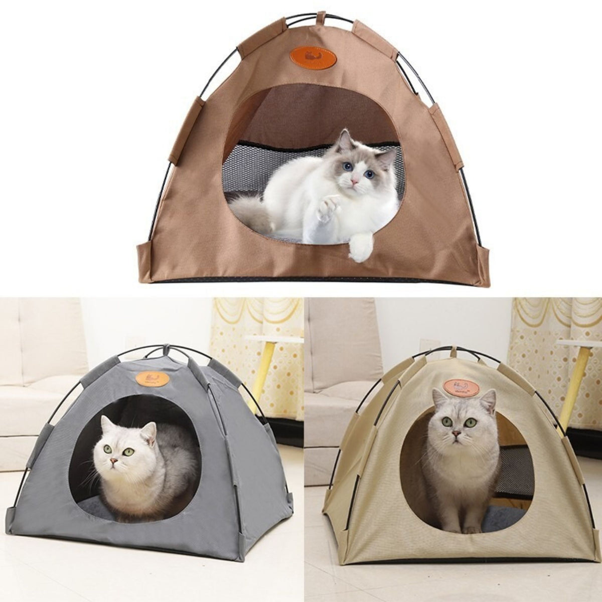 Cat & Puppy Play Tent House with Soft Bed Pad Indoor Outdoor Foldable