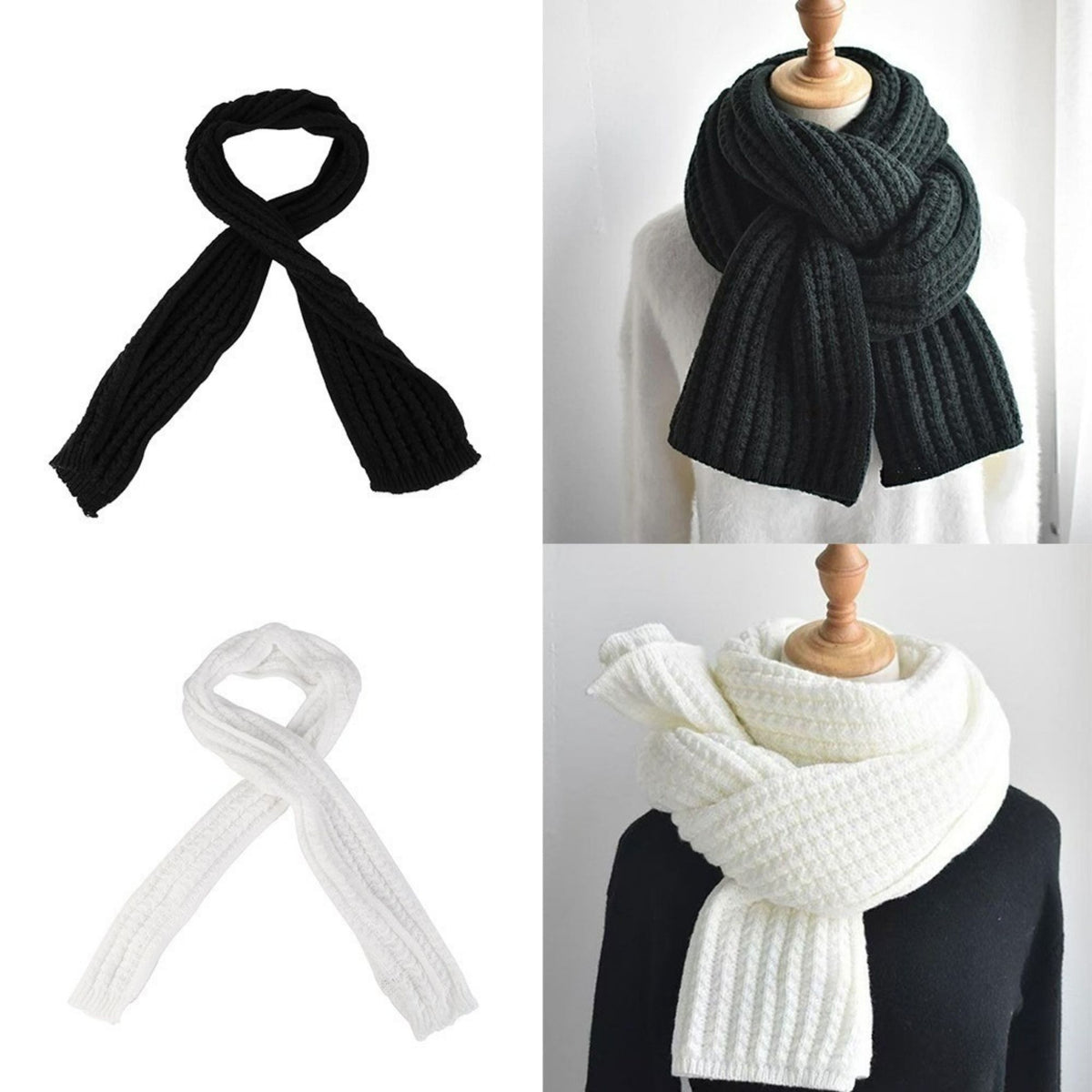 Winter Wool Scarf for Women Solid Colour Warm Soft Cosy Neck Wrap Gift