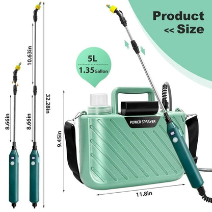 Cordless Electric Backpack Pressure Sprayer 5L Garden Battery Operated