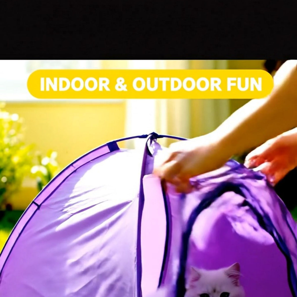 Cat & Puppy Play Tent House with Soft Bed Pad Indoor Outdoor Foldable