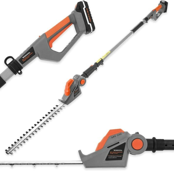 18V Cordless Pole Hedge Trimmer – 2.4M Long Reach, 1 Battery Included