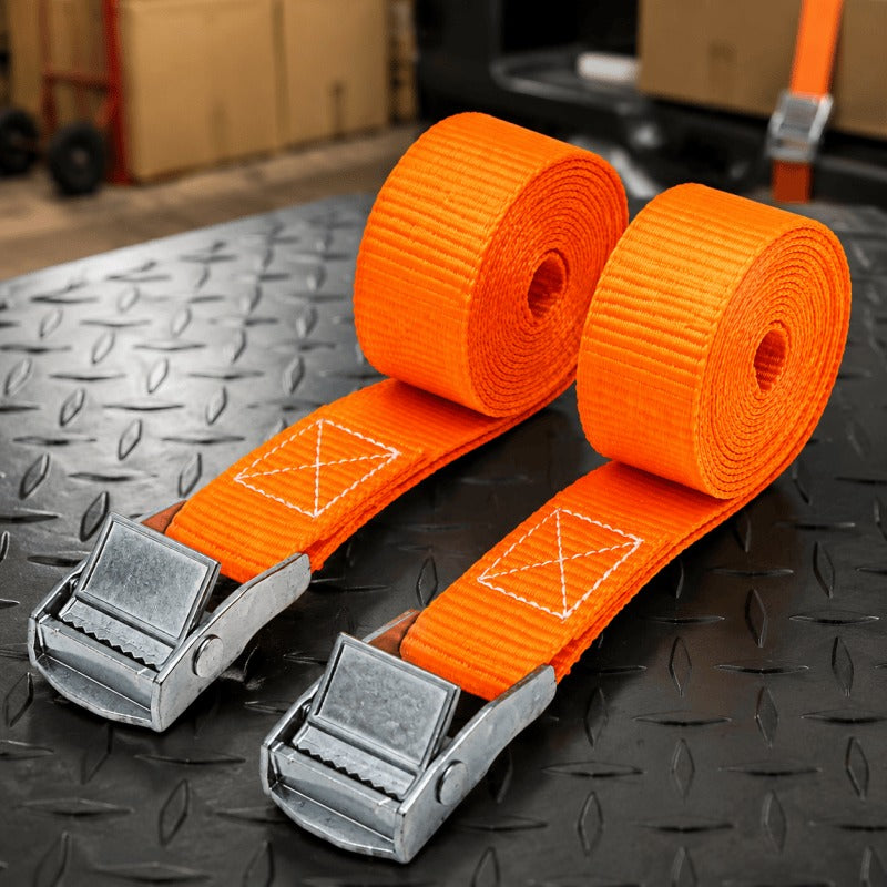 Cam Buckle Tie Down Straps (Pair) – 2M x 25mm Cargo Lashing