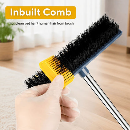 Long Handle Floor Scrub Brush Squeegee & Hair Cleaning Comb Stiff Bristle