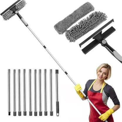 Telescopic Window Cleaning Kit 4.5m Pole Squeegee Microfibre No Ladder 20ft