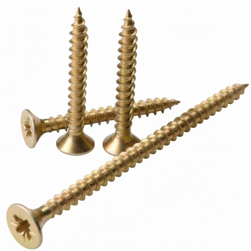 Yellow Zinc Wood Screws Countersunk Twin Thread ZYP 4g - 4.5g