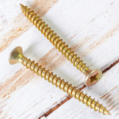 Yellow Zinc Wood Screws Countersunk Twin Thread Pozi ZYP | Boxed 100 200 Pack