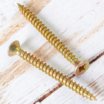 Yellow Zinc Wood Screws Pozi Countersunk Twin Thread | Bulk Trade Box