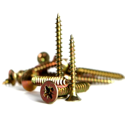 Yellow Zinc Wood Screws Countersunk Twin Thread Pozi ZYP | Boxed 100 200 Pack