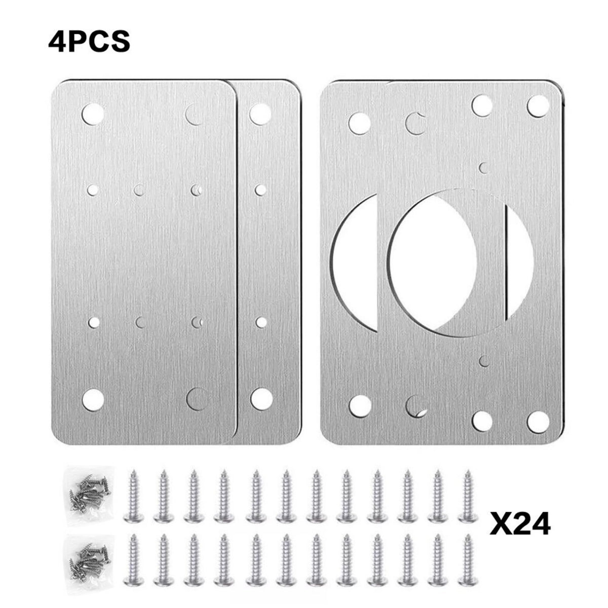4-Pack Cabinet Door Repair Hinge Plates & Cupboard Hinge Brackets Steel