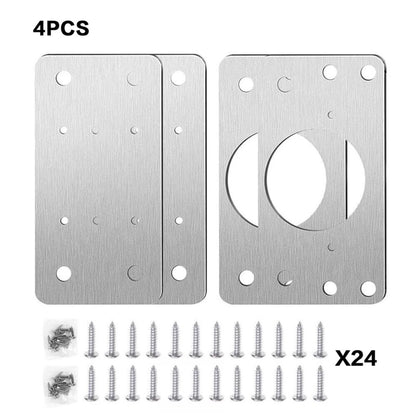 4-Pack Cabinet Door Repair Hinge Plates & Cupboard Hinge Brackets Steel