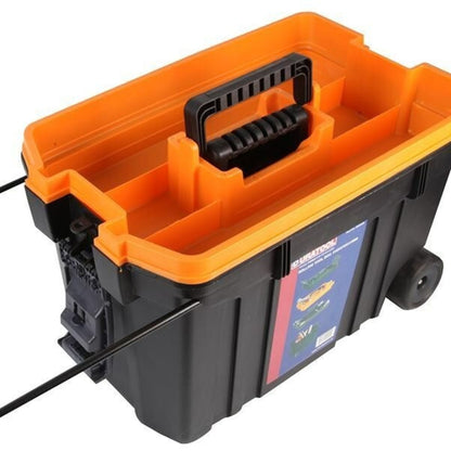 Heavy Duty Rolling Tool Chest Wheeled Mobile Box 2 Tote Trays Sawhorse
