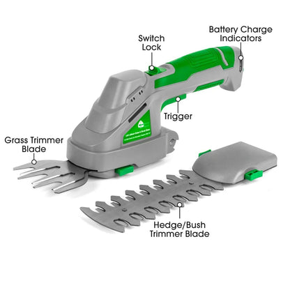 Cordless 3.6V 2-in-1 Grass Shears & Hedge Trimmer Cutter 60 Min Runtime