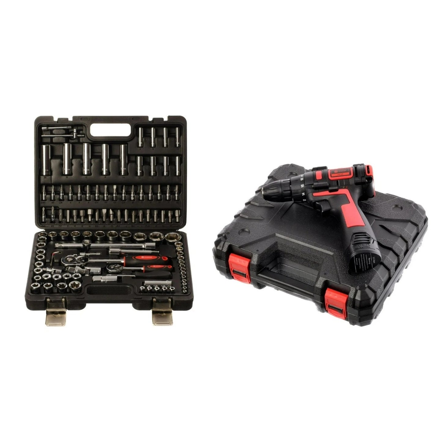 108pc Cordless Drill & Socket Set – 18V Li-Ion, Ratchet Wrench & Mechanics Tool Kit