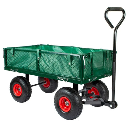 Heavy Duty Garden Cart Trolley 4 Wheel Dump Tipping All Terrain Wheelbarrow