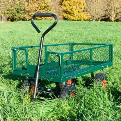 Heavy Duty Garden Cart Trolley 4 Wheel Dump Tipping All Terrain Wheelbarrow