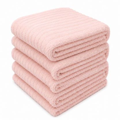 4PCS Fleece Bath Towels 70 x 135cm Soft Absorbent Quick Dry Pink or White
