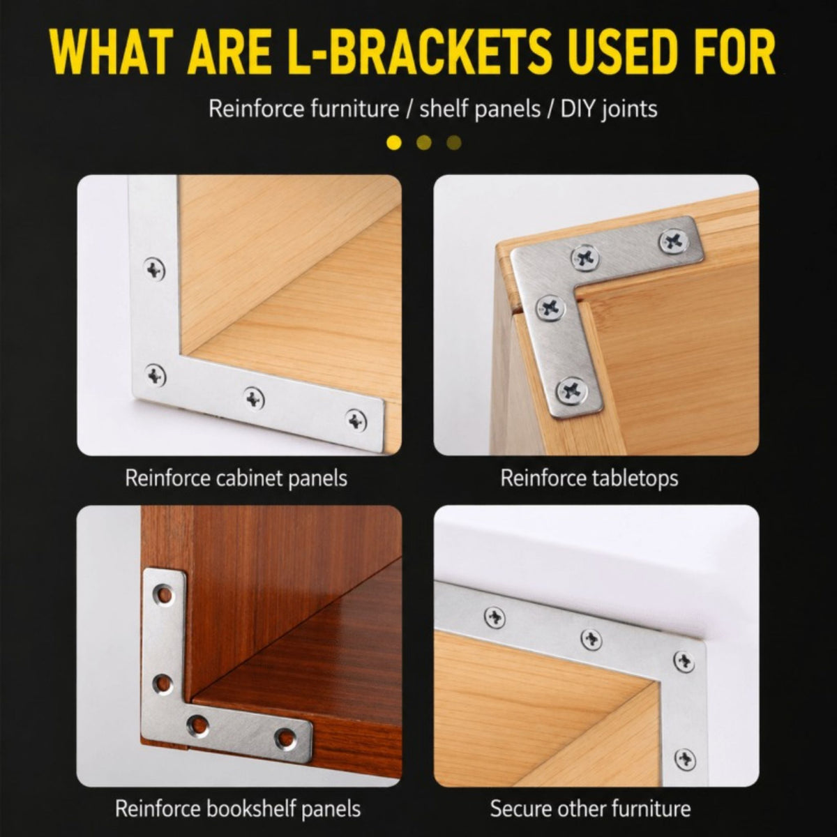 Stainless Steel L Shape Corner Brackets Flat Right Angle Plates 3 Sizes