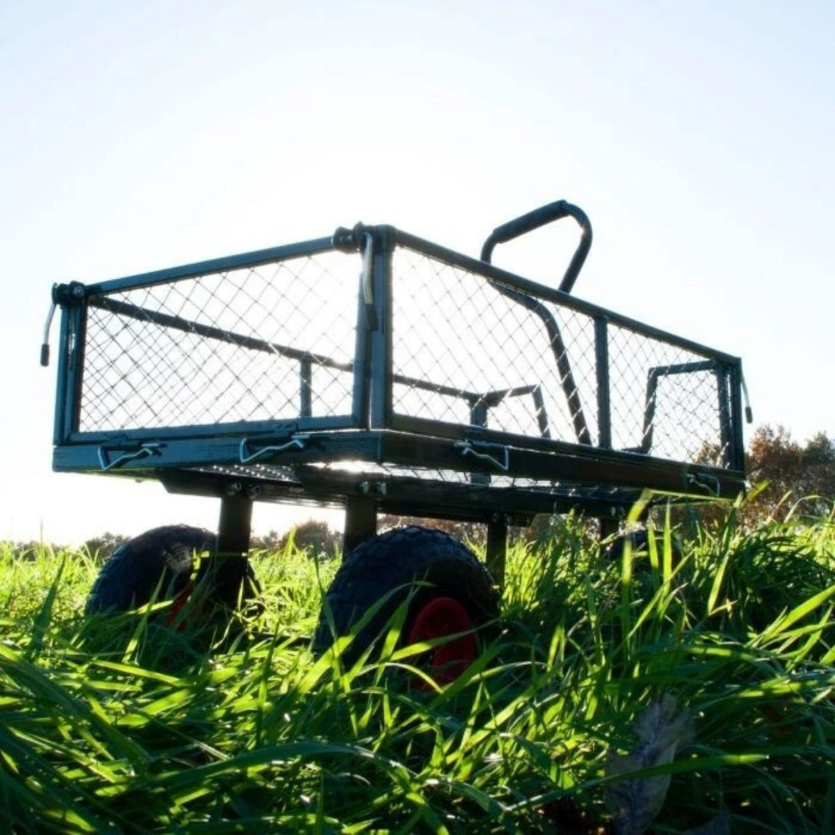 Heavy Duty Garden Cart Trolley 4 Wheel Dump Tipping All Terrain Wheelbarrow