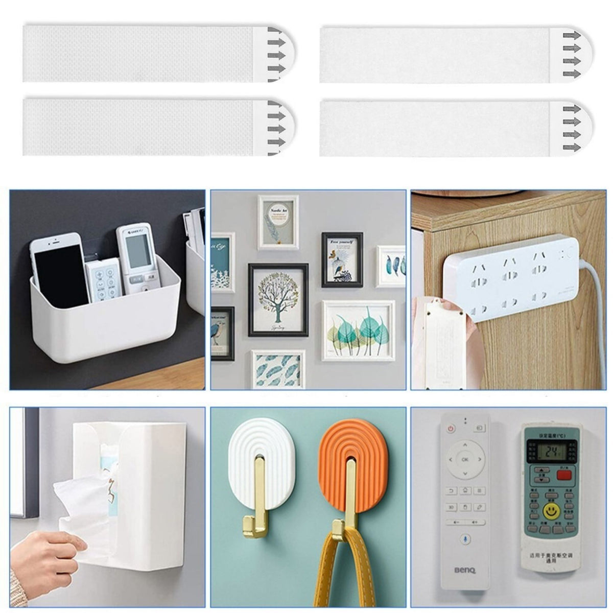 30 Pairs Damage Free Adhesive Hanging Strips Removable Wall Picture Hooks