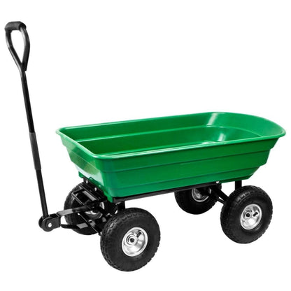 Heavy Duty Garden Cart Trolley 4 Wheel Dump Tipping All Terrain Wheelbarrow