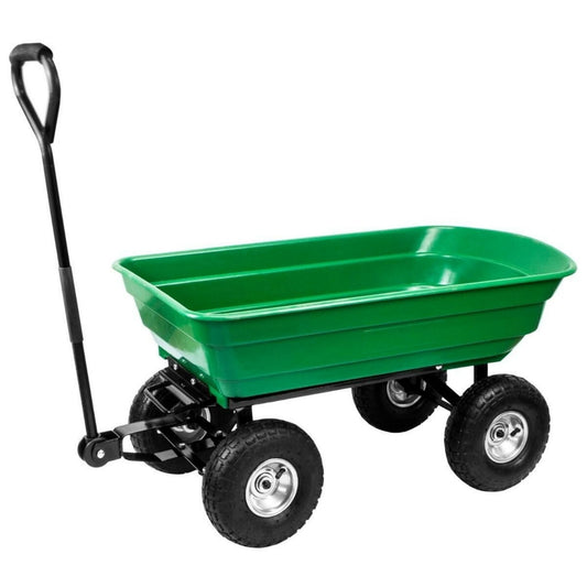 Heavy Duty Garden Cart Trolley 4 Wheel Dump Tipping All Terrain Wheelbarrow