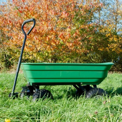 Heavy Duty Garden Cart Trolley 4 Wheel Dump Tipping All Terrain Wheelbarrow