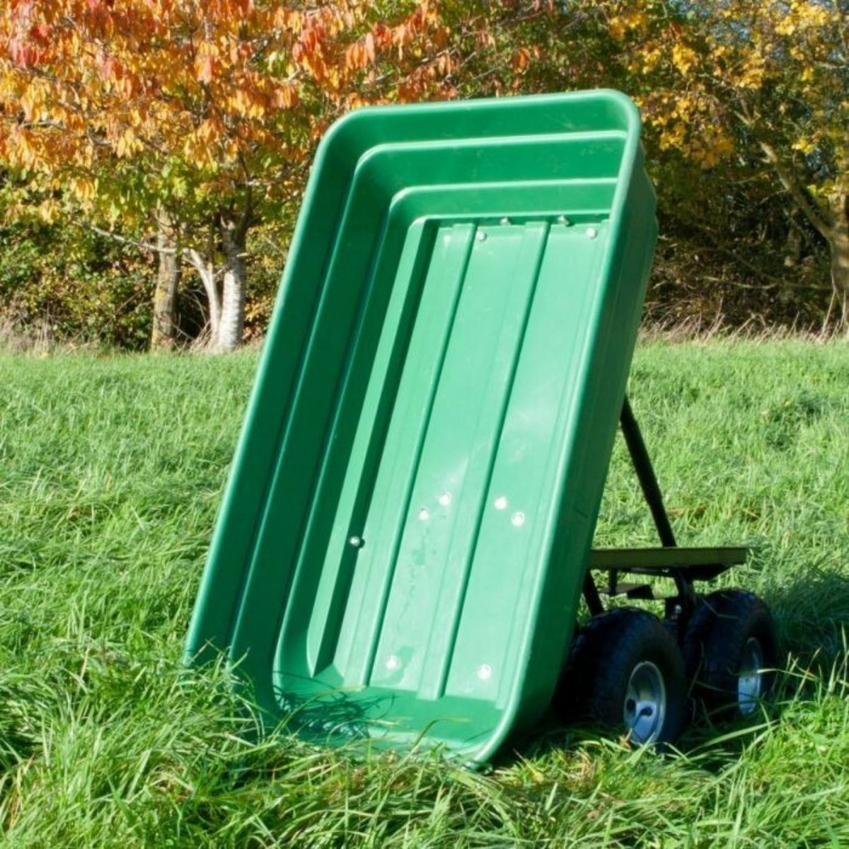 Heavy Duty Garden Cart Trolley 4 Wheel Dump Tipping All Terrain Wheelbarrow