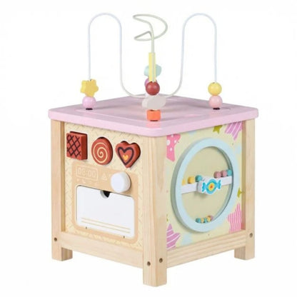 Wooden Activity Cube Montessori Sensory Toy Toddlers 18 months+