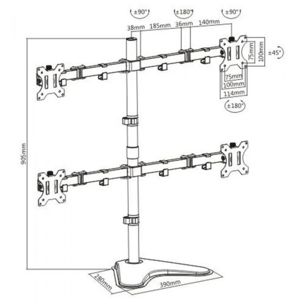 Adjustable Monitor Desk Mount Arm – Single, Dual, Triple & Quad VESA 13–32"