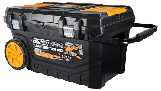 Slimline Rolling Tool Box – Wheeled Storage, Pull Out Tray