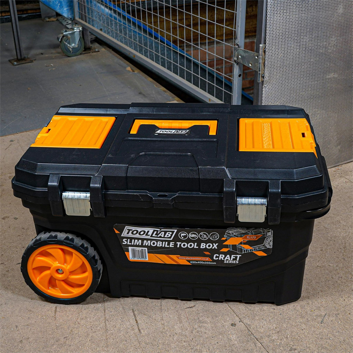 Slimline Rolling Tool Box – Wheeled Storage, Pull Out Tray Lightweight