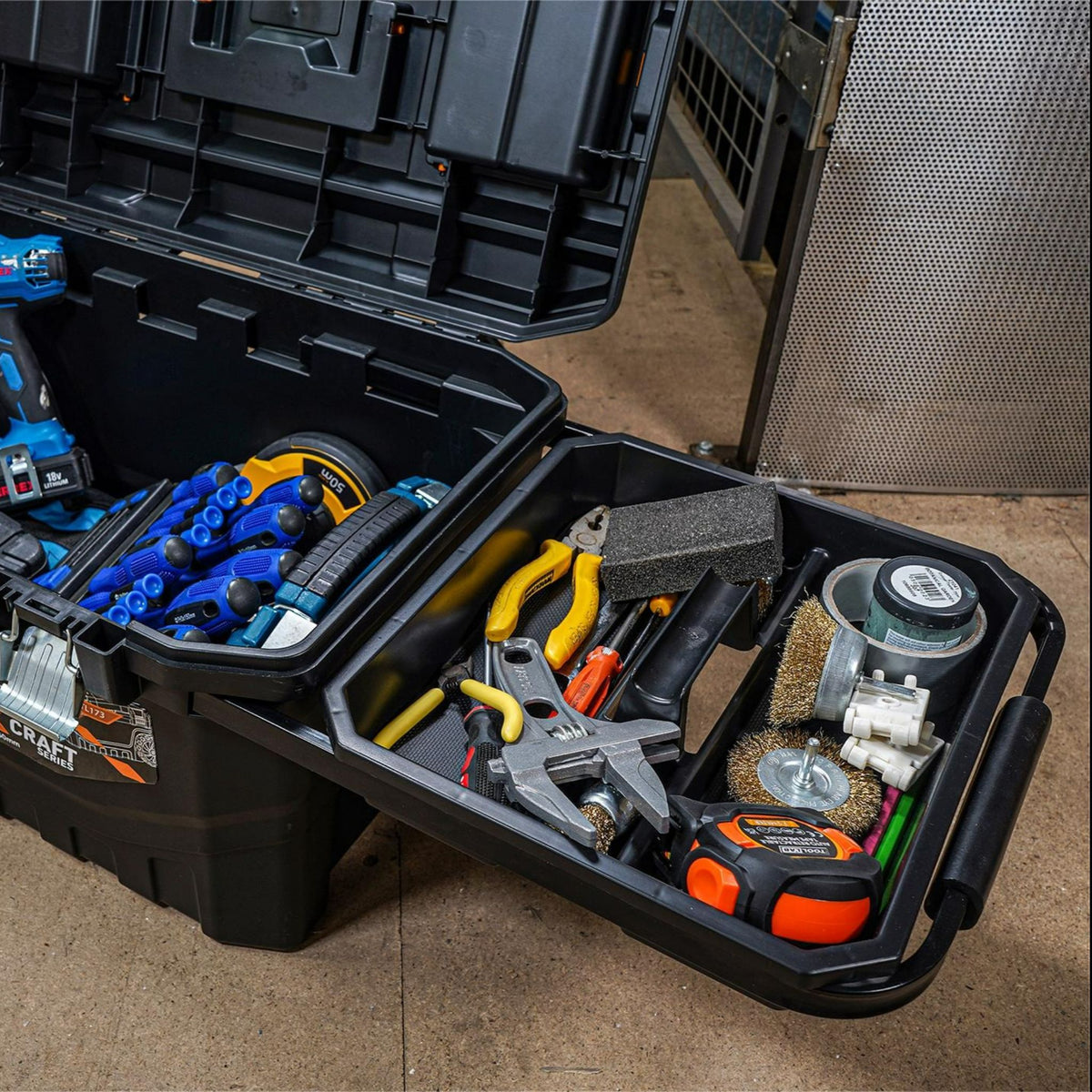 Slimline Rolling Tool Box – Wheeled Storage, Pull Out Tray Lightweight