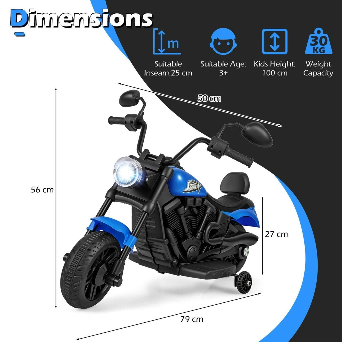 6V Kids Electric Motorbike Ride On Toy Motorcycle Training Wheels Kits