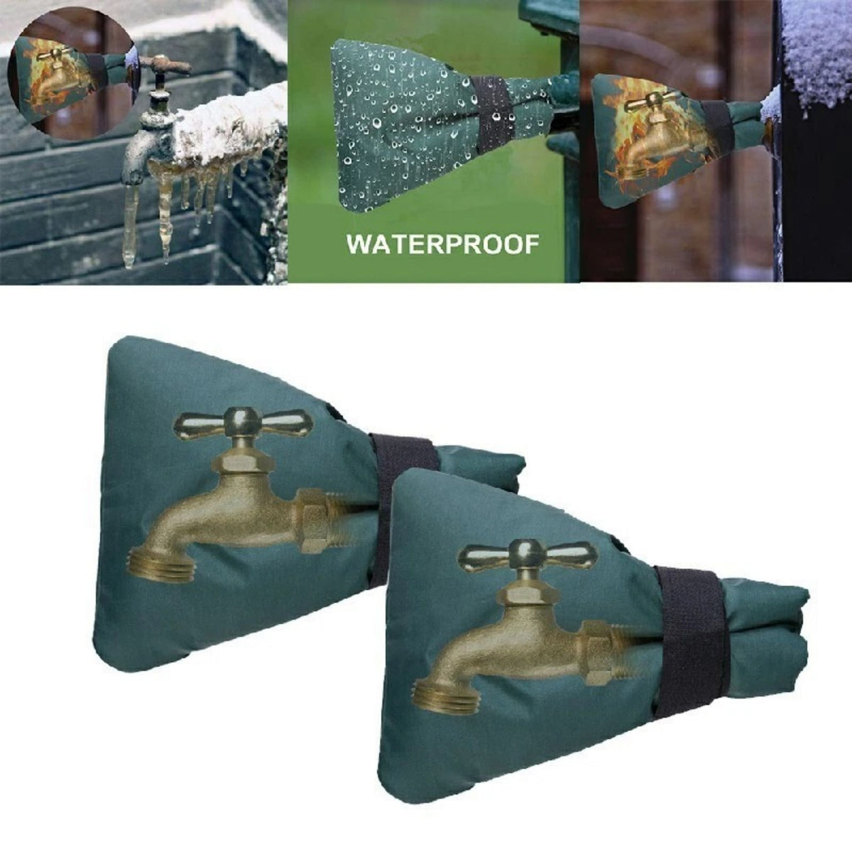 Outdoor Tap Covers Frost Protection Drawstring Hook & Loop Hi-Viz Options