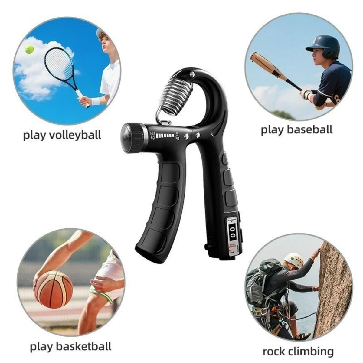 Adjustable Hand Grip Strengthener 11–132lbs Forearm & Wrist Trainer