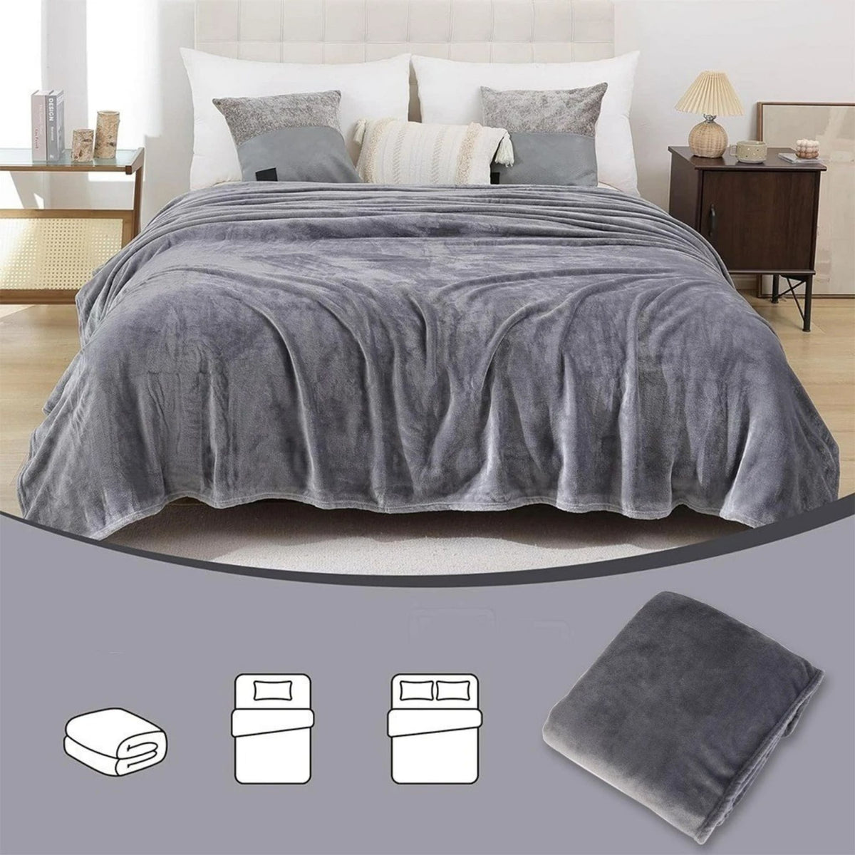 Large Fleece Throw Blanket Soft Warm Lightweight Sofa Bed 3 Colours