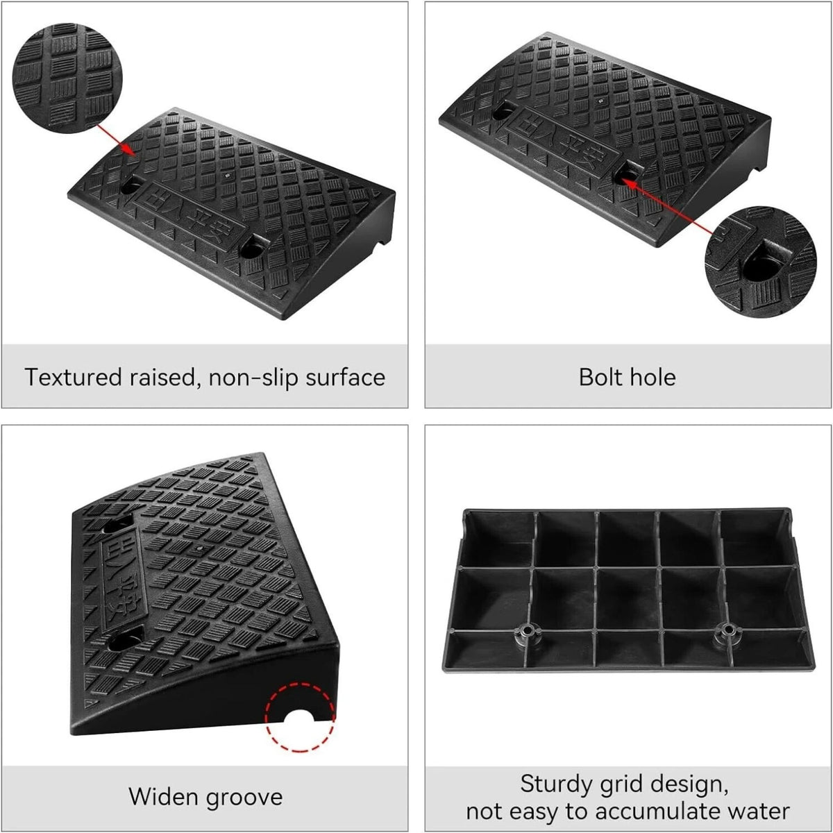 2x Kerb Ramps Polypropylene Vehicle Access Slope Driveway Wheelchair 2500kg