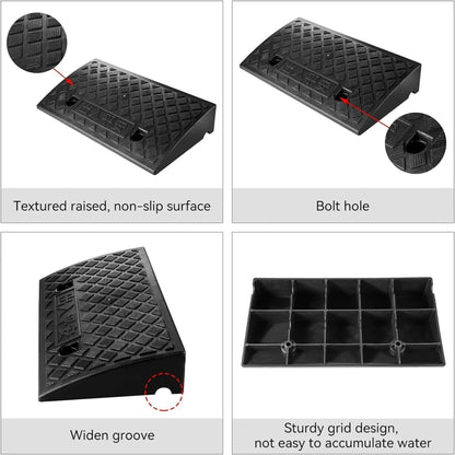 2x Kerb Ramps Polypropylene Vehicle Access Slope Driveway Wheelchair 2500kg