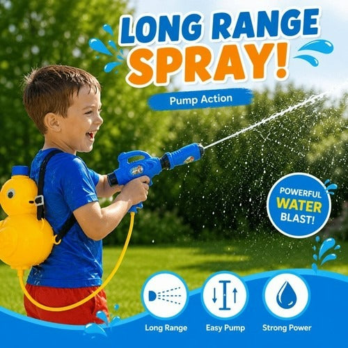 Kids Duck Backpack Water Blaster – Pump Action Outdoor Summer Toy