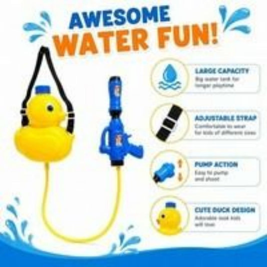 Kids Duck Backpack Water Blaster – Pump Action Outdoor Summer Toy