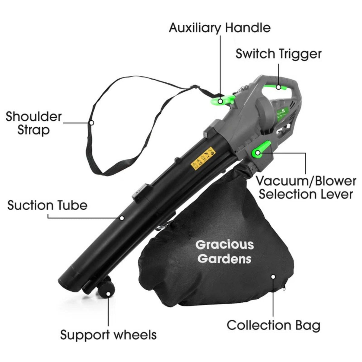 3-in-1 Electric Leaf Blower Garden Vacuum Shredder Mulcher 3000W 167mph