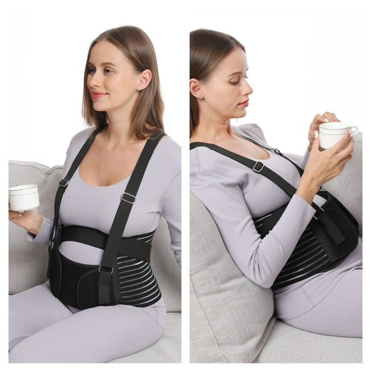 Maternity Pregnancy Support Belt Shoulder Straps Back Brace Belly Lift