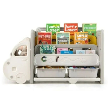 Kids Car Toy Storage Organiser Bookshelf 3 Tier 2 Boxes BPA Free EN71!