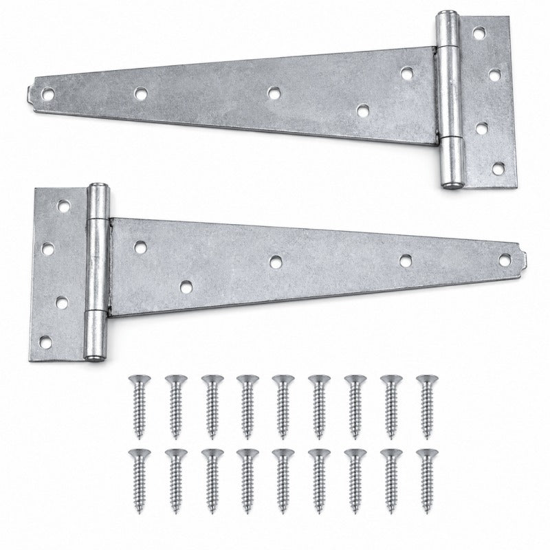 Heavy Duty T Hinges 18" (Pair) – for Gates, Sheds, Fences & Doors, Screws Included