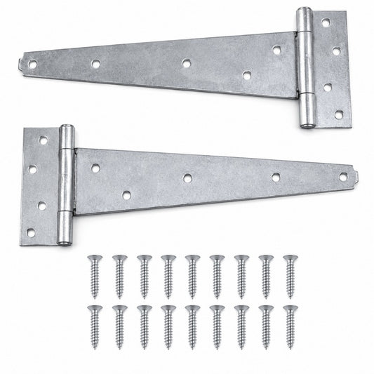 Heavy Duty T Hinges 18" (Pair) – for Gates, Sheds, Fences & Doors, Screws Included