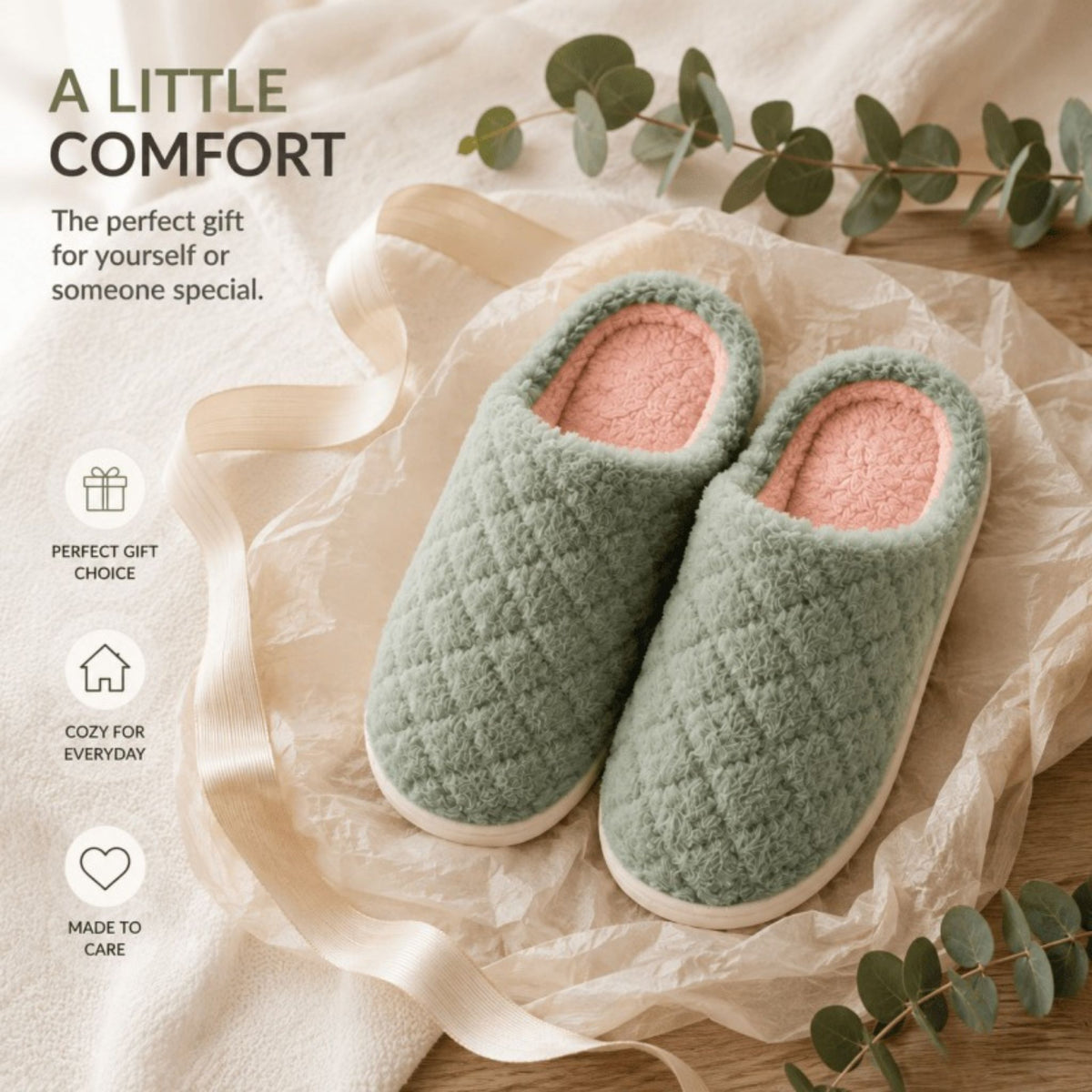 Women's Fluffy Slippers Warm Cosy Soft Indoor Slip-On House Shoes UK 3–7